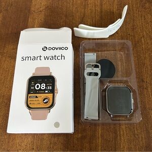 Smart Watch Silver Toned with Gray and White Bands (NEW IN BOX)